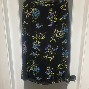 JM Collection Black Skirt with Blue Floral Design